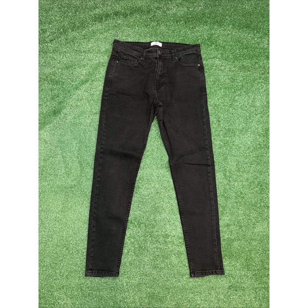 Don't Think Twice Men's Black Denim Skinny Jeans 5-Pocket Size 34x32
